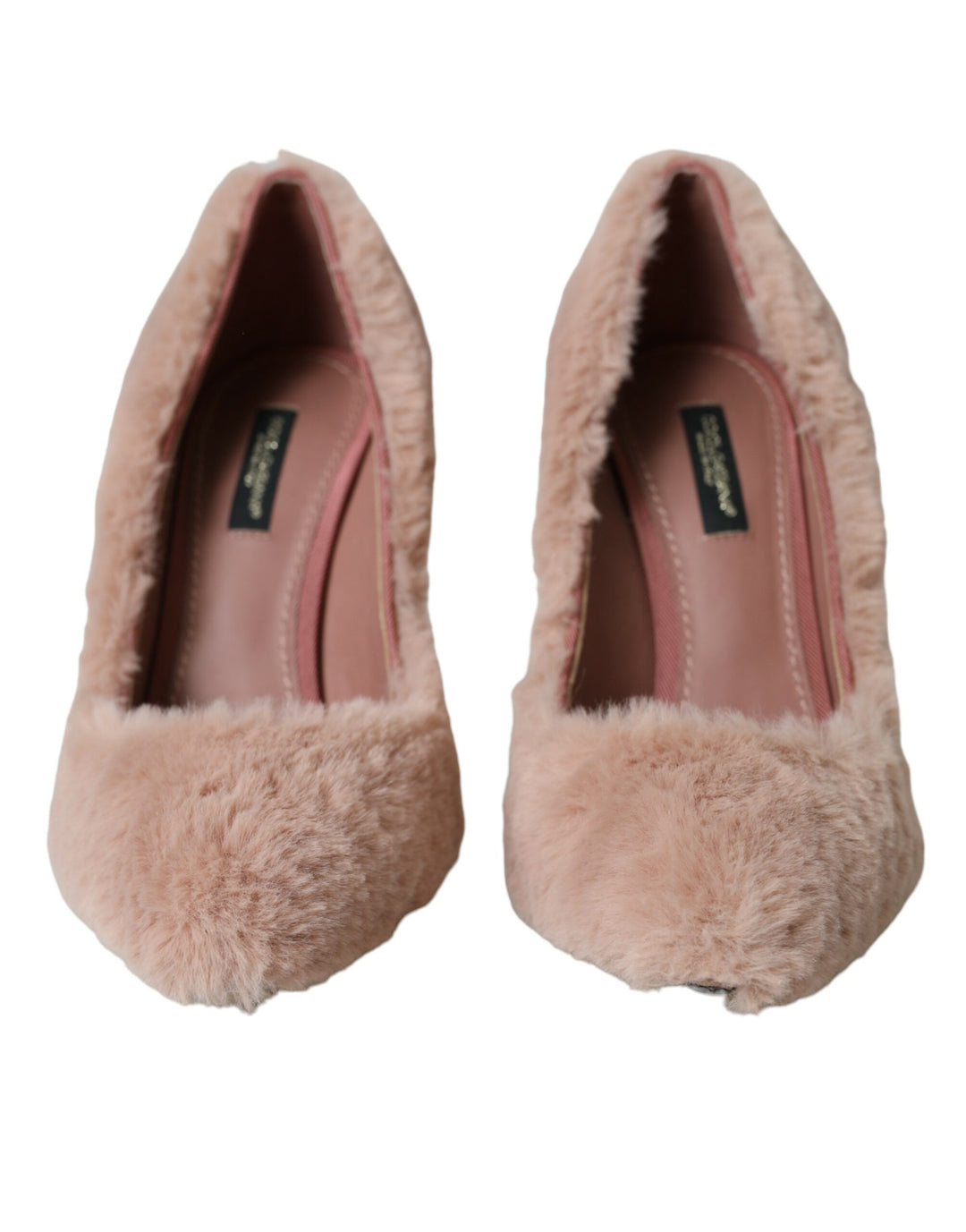 Light Pink Faux Fur Heels Pumps Shoes