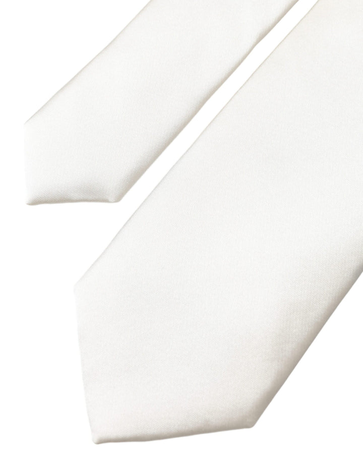 White Solid 100% Silk Adjustable Tie