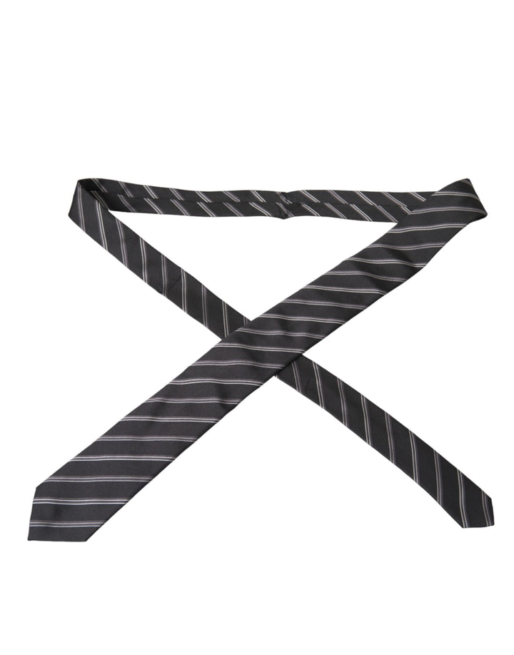 Black White Stripes Silk Adjustable Tie