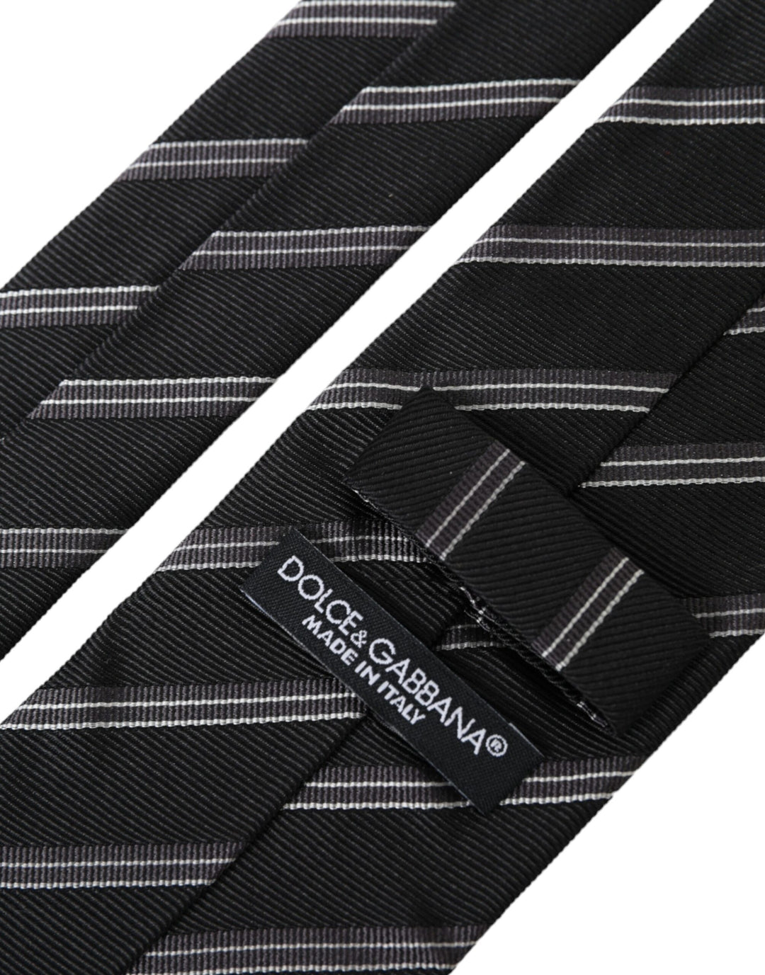 Black White Stripes Silk Adjustable Tie