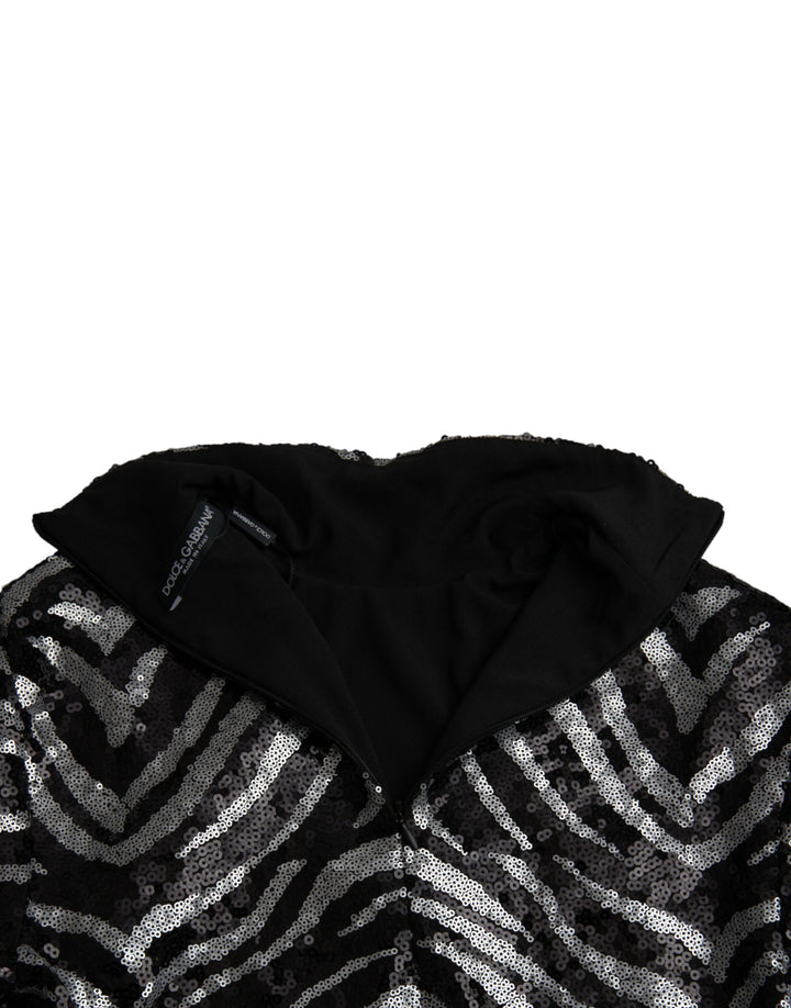 Black Silver Sequined Polyester Sweater