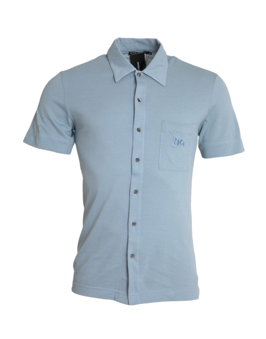 Light Blue Logo Cotton Collared Polo T-shirt