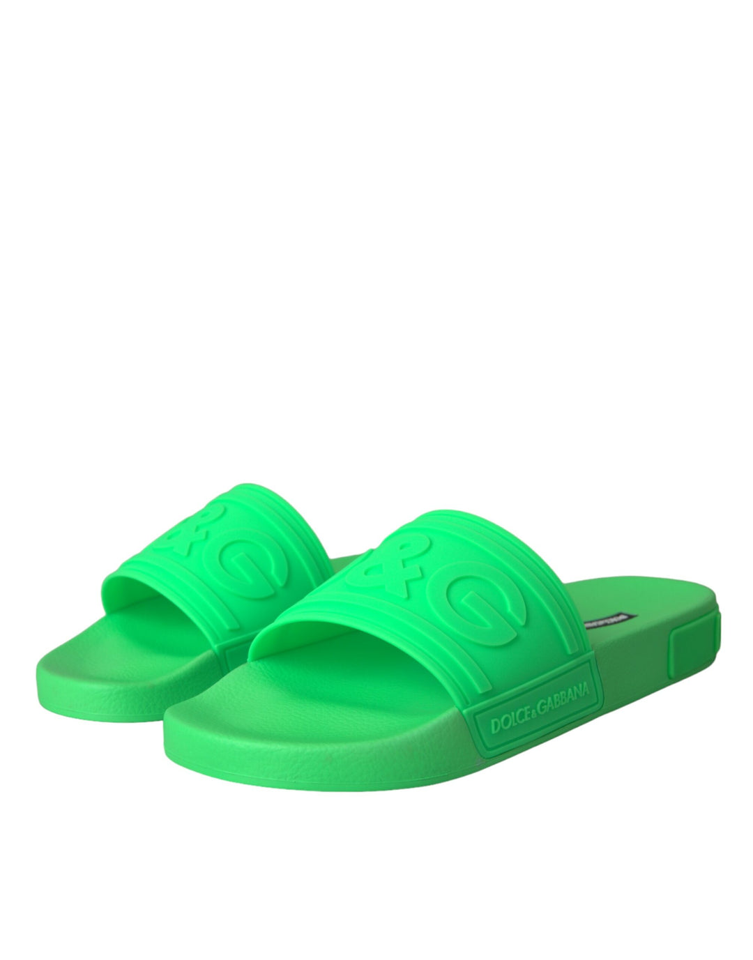 Green Leather Slides Sandals Beachwear Shoes