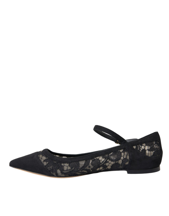 Black Taormina Lace Bellucci Flats Shoes