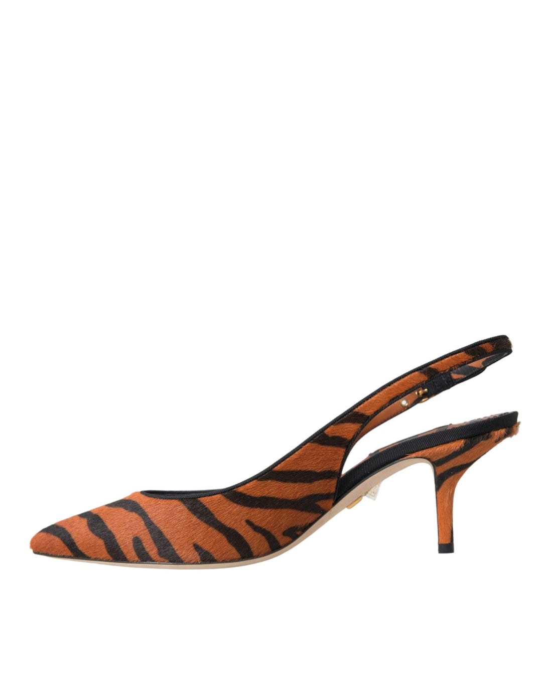 Black Orange Zebra Leather Slingbacks Shoes