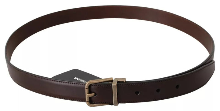 Brown Leather Gold Buckle Men Belt