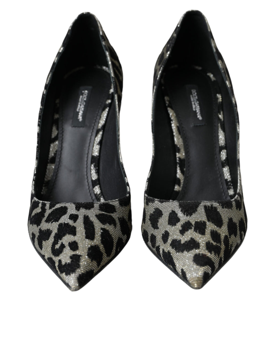 Silver Black Leopard Lurex Heels Pumps Shoes