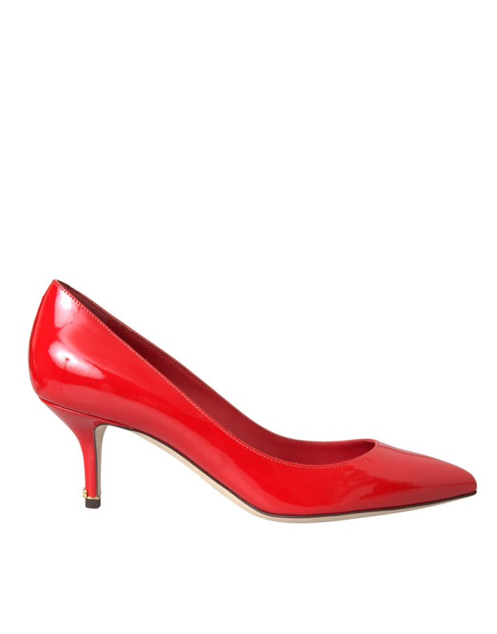 Red Patent Leather Kitten Heels Pumps Shoes