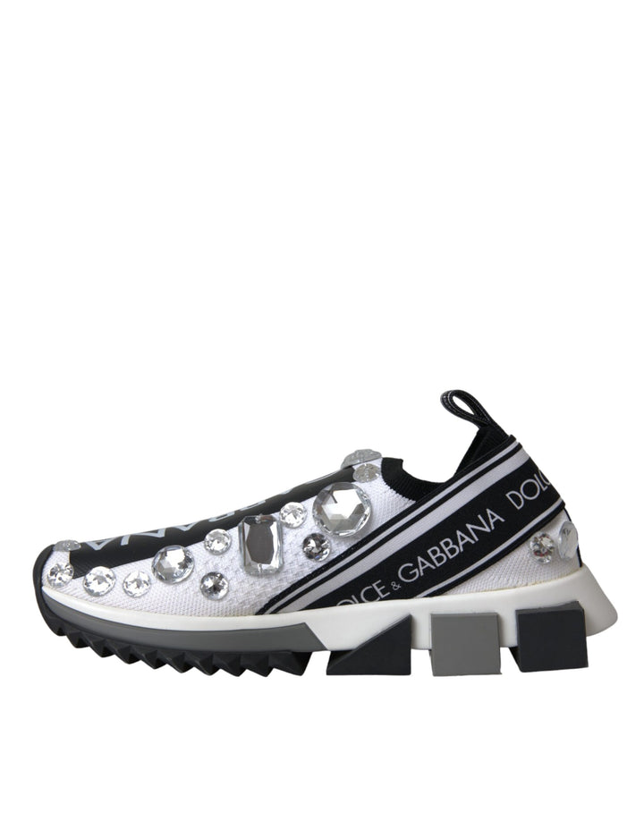 White Sorrento Crystals Sneakers Shoes