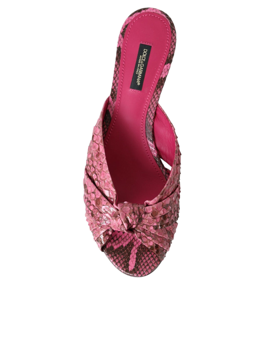 Pink Exotic Leather Kitten Heels Slides Shoes