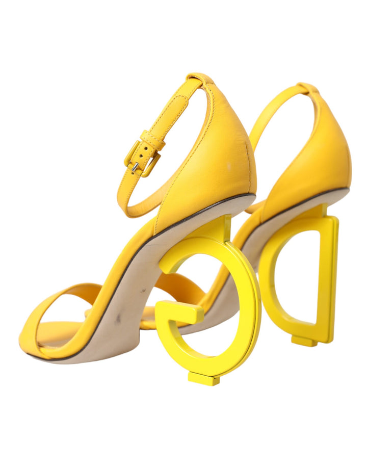 Yellow Leather DG Heels Sandals Shoes