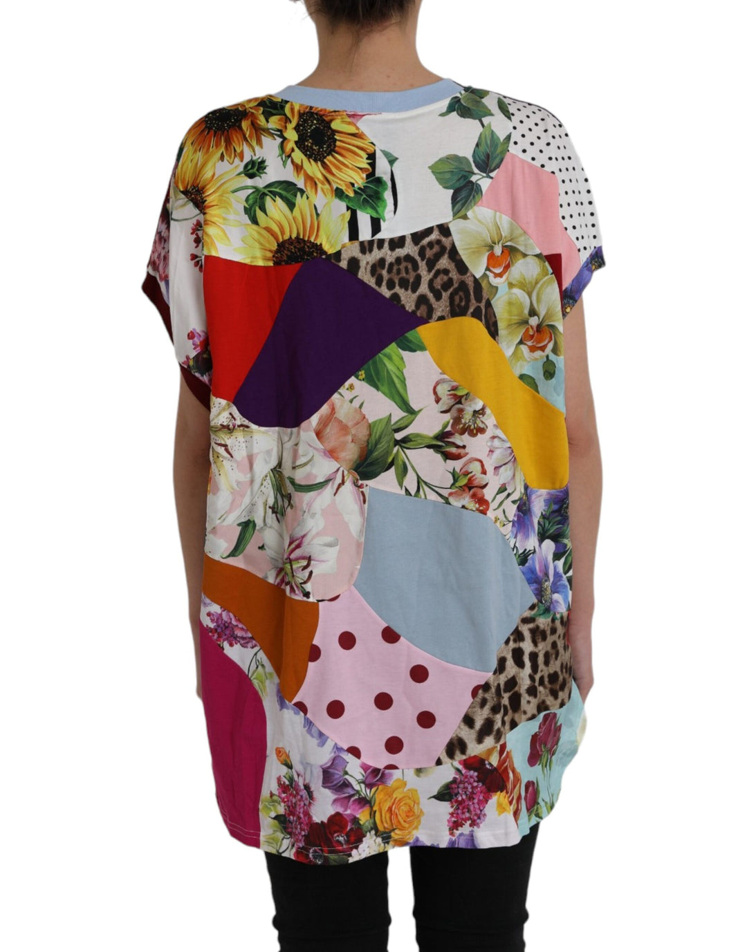 Multicolor Patchwork Cotton Silk Blouse Top