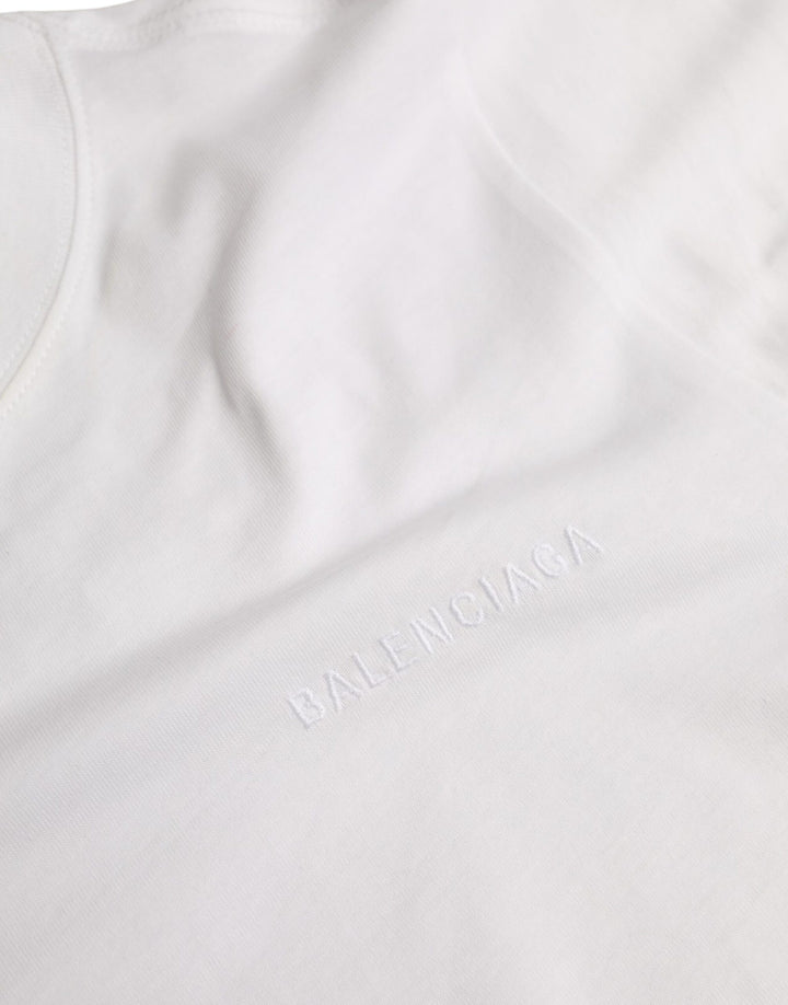 White Cotton Crew Neck Short Sleeves T-shirt