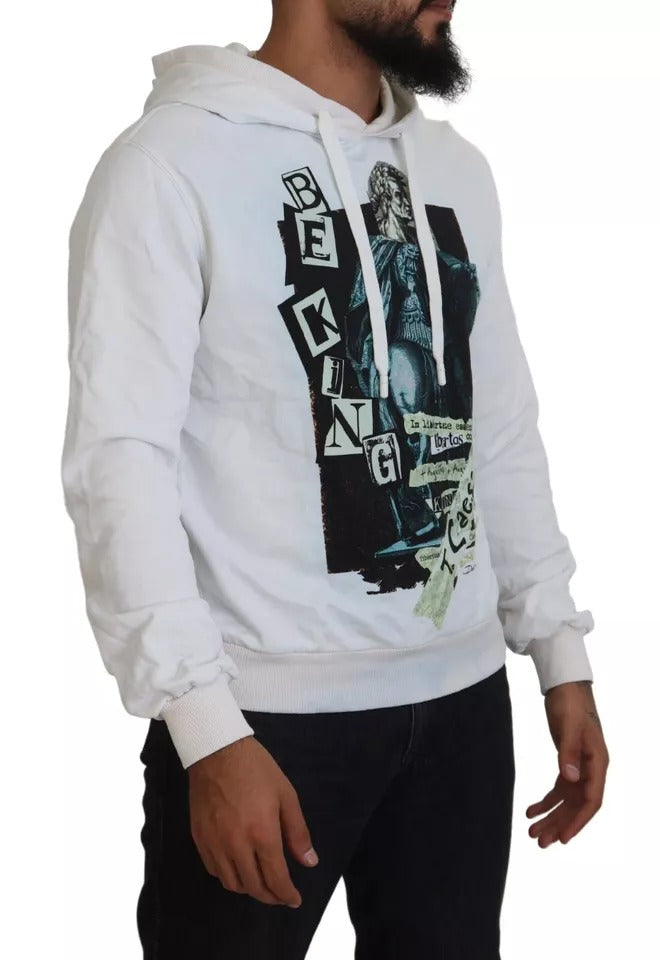 White Caesar Cotton Hooded Sweatshirt Sweater