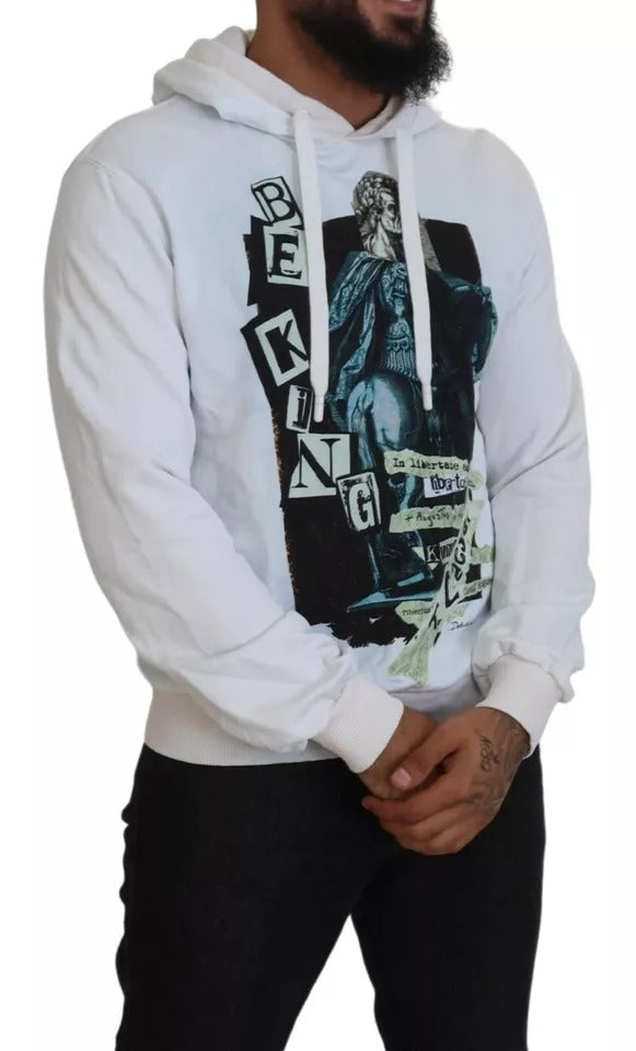 White Caesar Cotton Hooded Sweatshirt Sweater