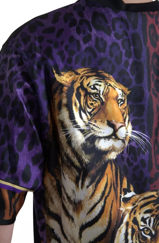 Multicolor TigerPrint Cotton Silk Tee T-shirt