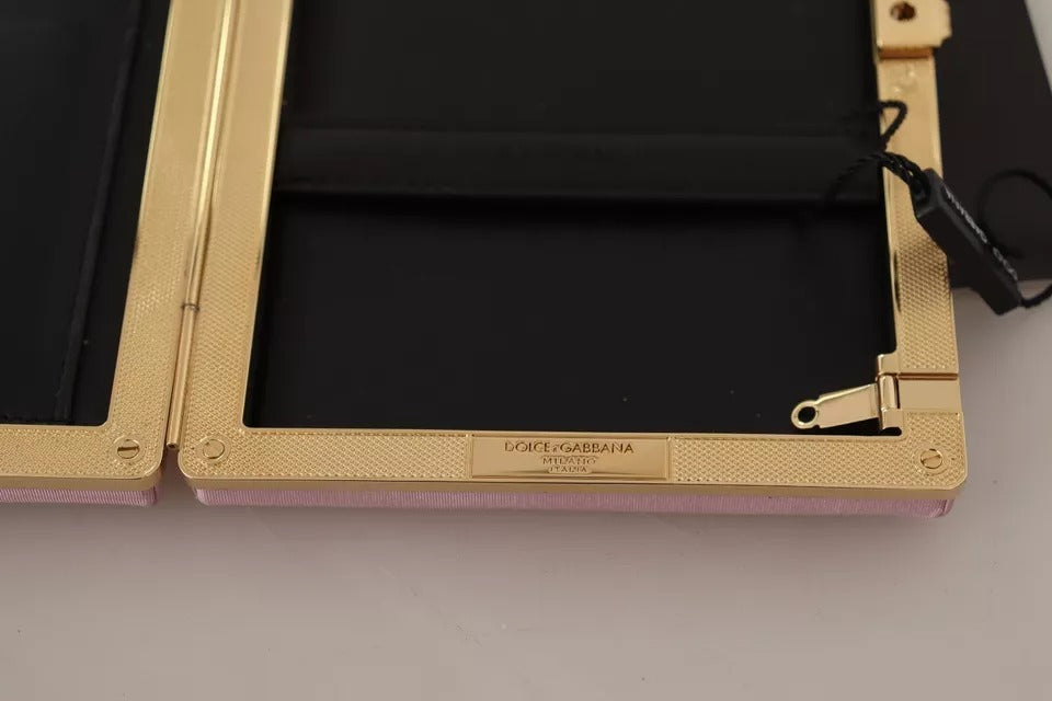 Pink Silk Gold Frame Clutch Evening Party Purse Bag