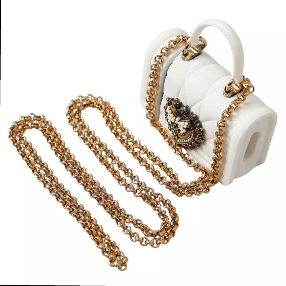 White Silicone Devotion Heart Bag Gold Chain Hand Airpods Case