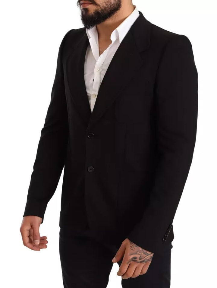 Black Wool Slim Fit Coat Jacket Blazer