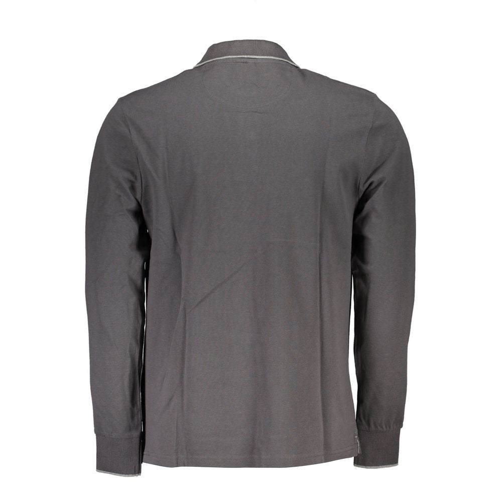 Gray Cotton Men Polo Shirt