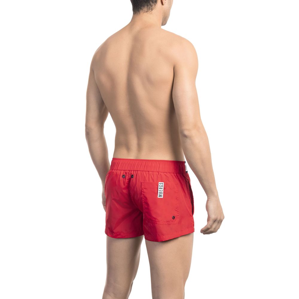 Red Polyamide Men Swim Short