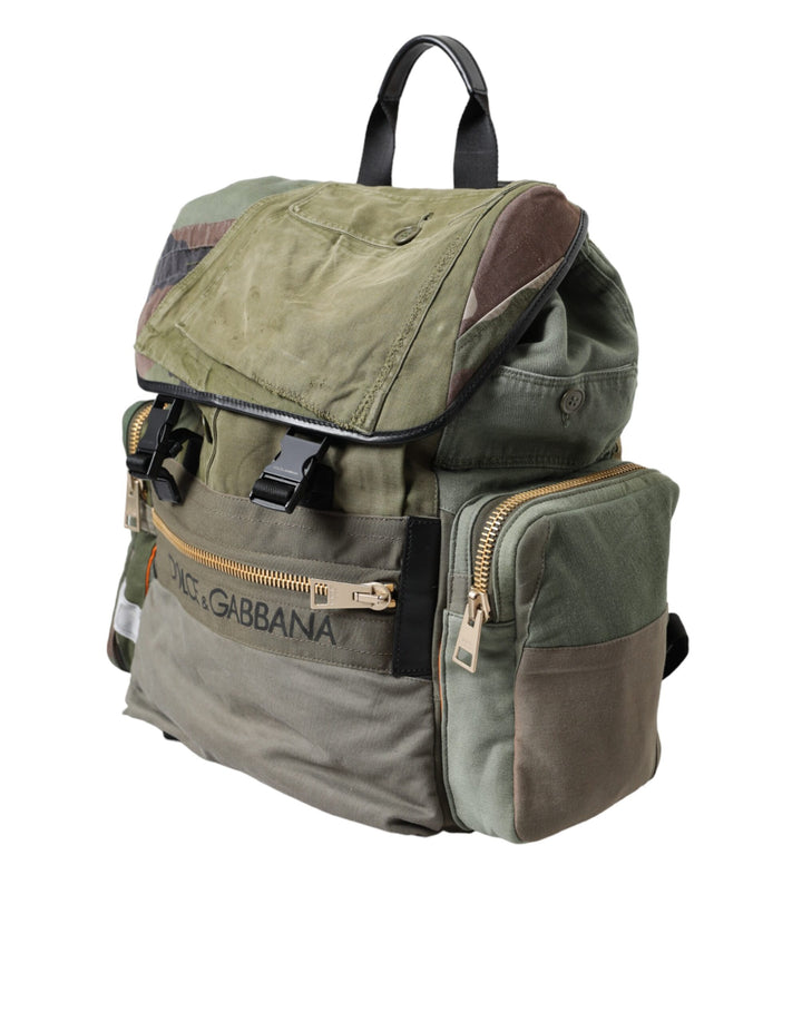 Military Green Patchwork Rucksack Backpack Bag