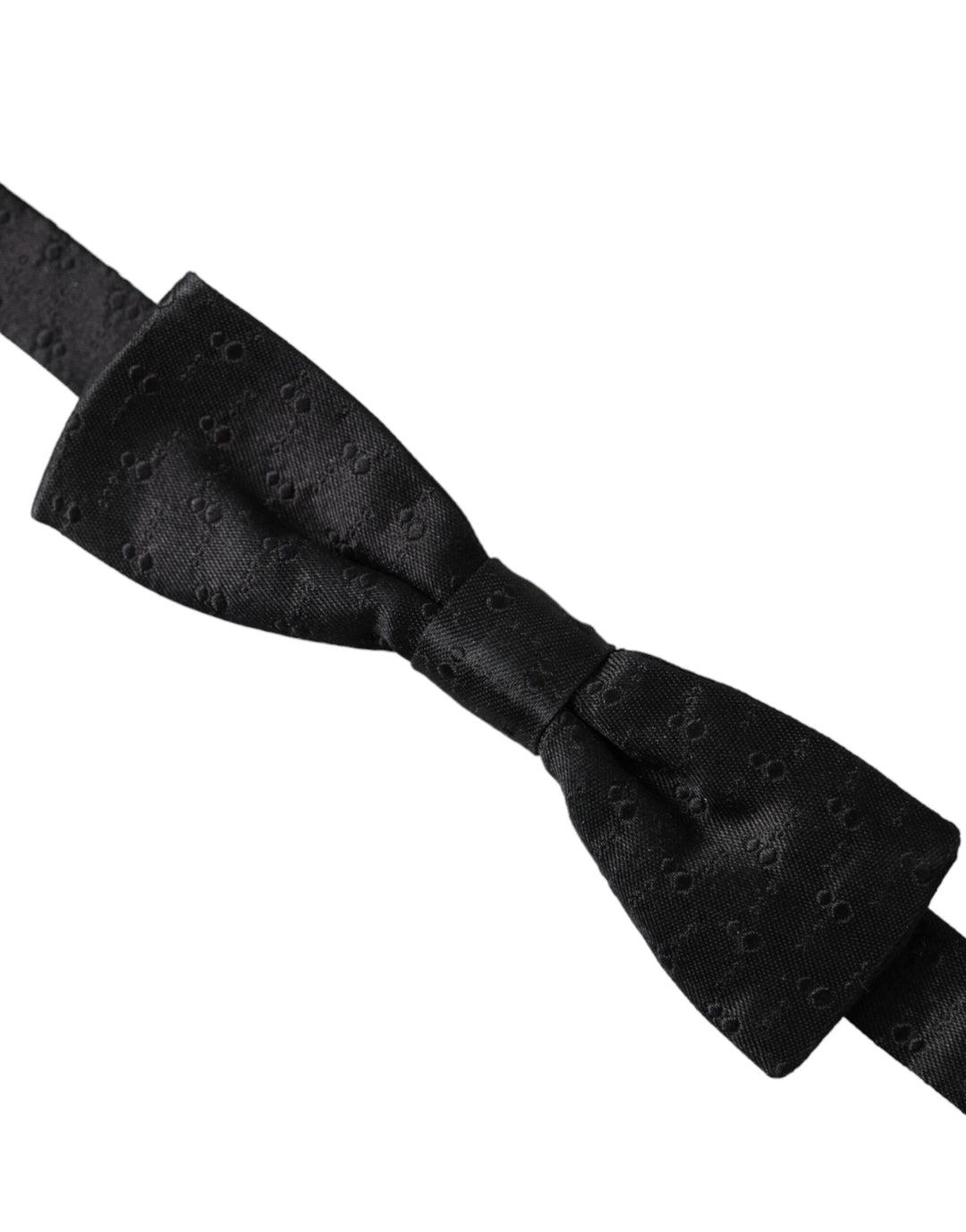 Black Silk Patterned Adjustable Neck Men Bow Tie