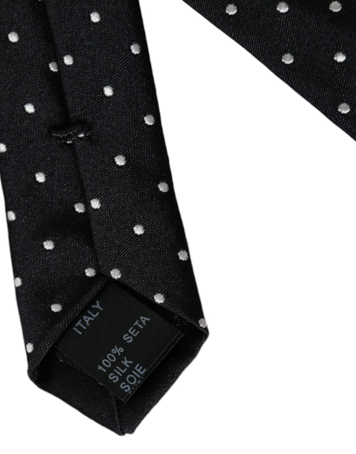 Black Polka Dot Silk Skinny Adjustable Men Tie