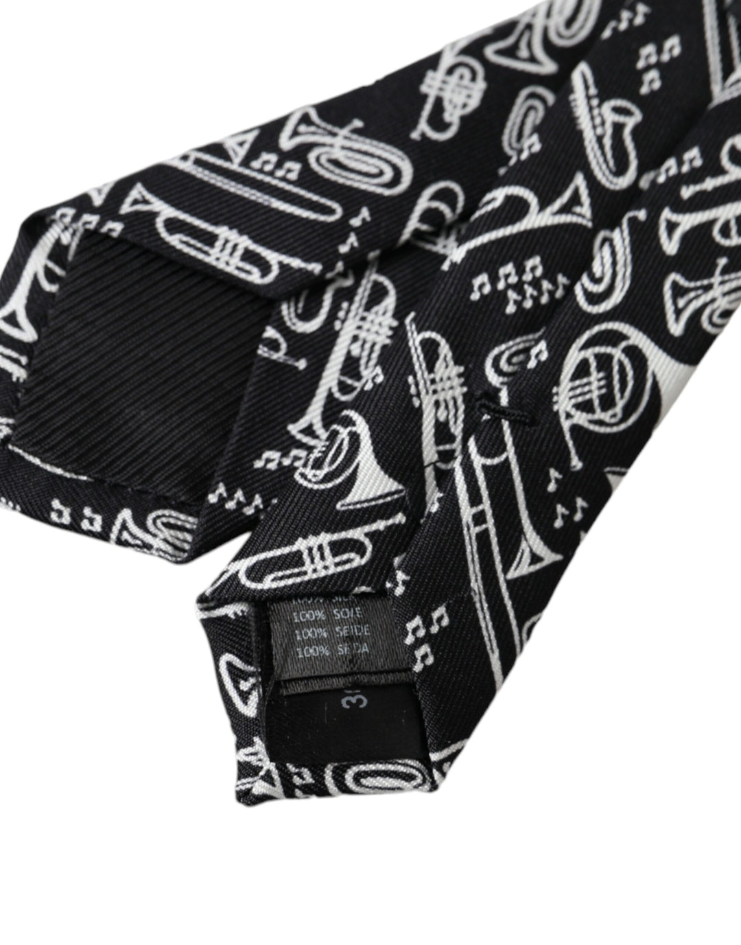 Black Trumpet Print Silk Adjustable Tie