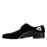 Black Calfskin Leather Derby Men Dress Shoes