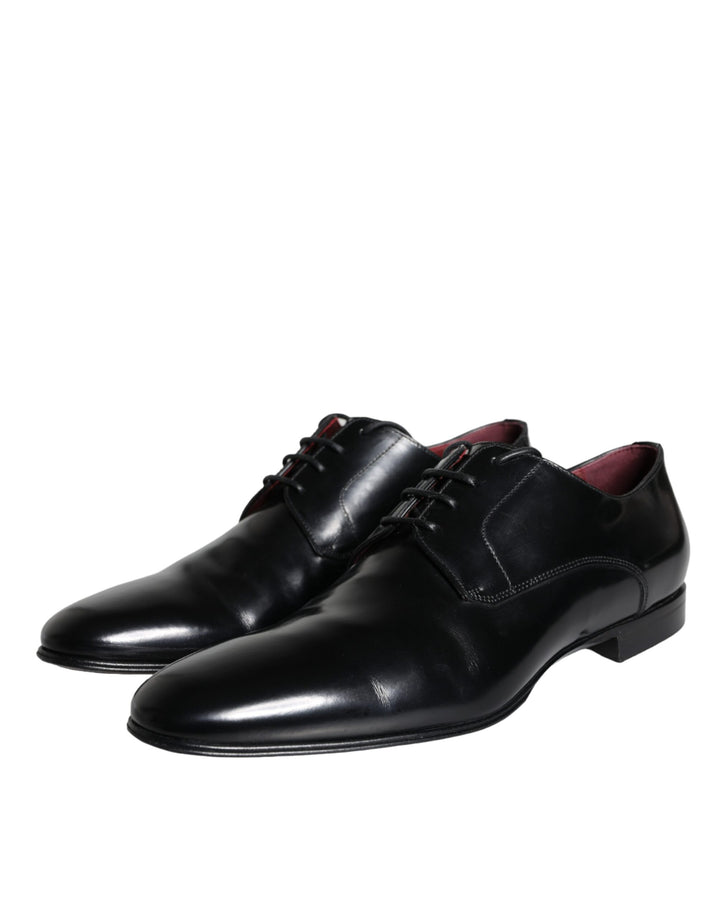 Black Calfskin Leather Derby Men Dress Shoes