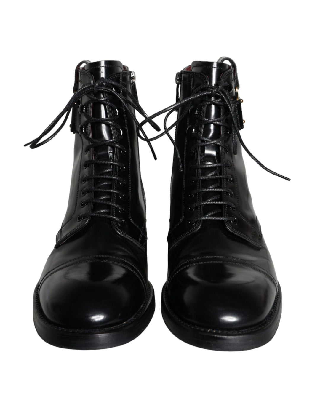 Black Logo Lace Up Mid Calf Men Boots Shoes