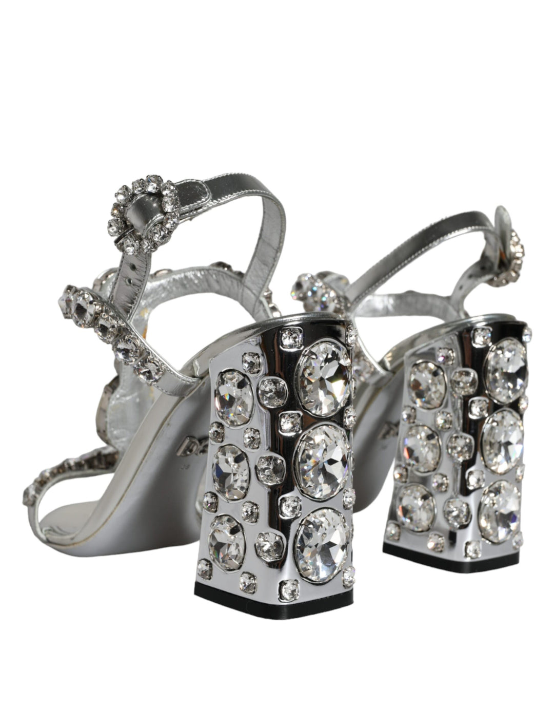 Silver Crystals High Heels Sandals Shoes