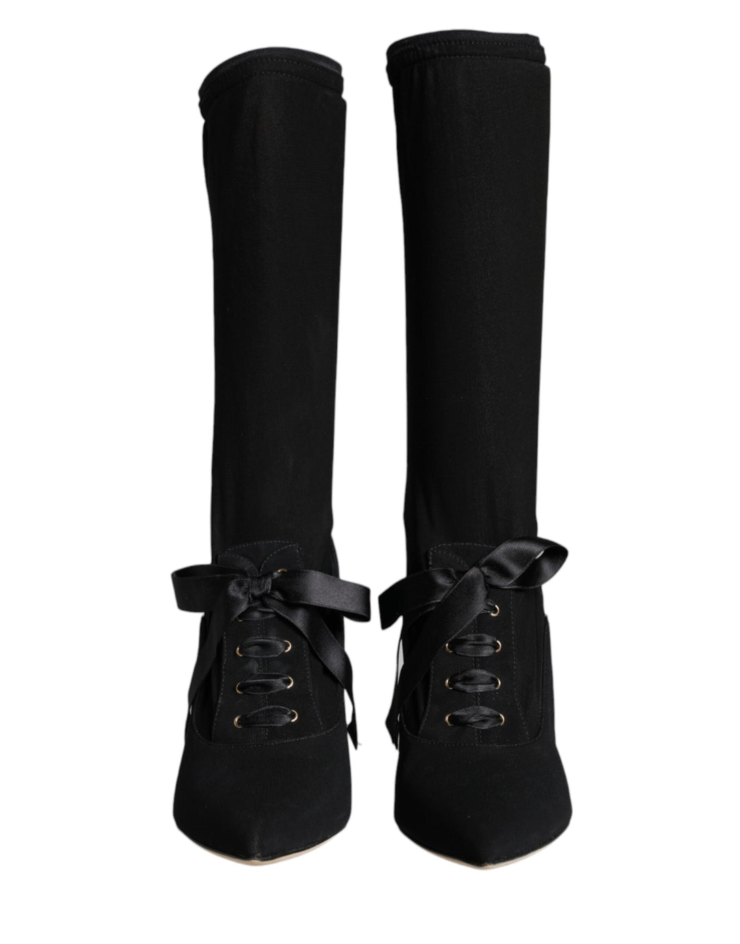 Black Stiletto Heels Mid Calf Boots Shoes