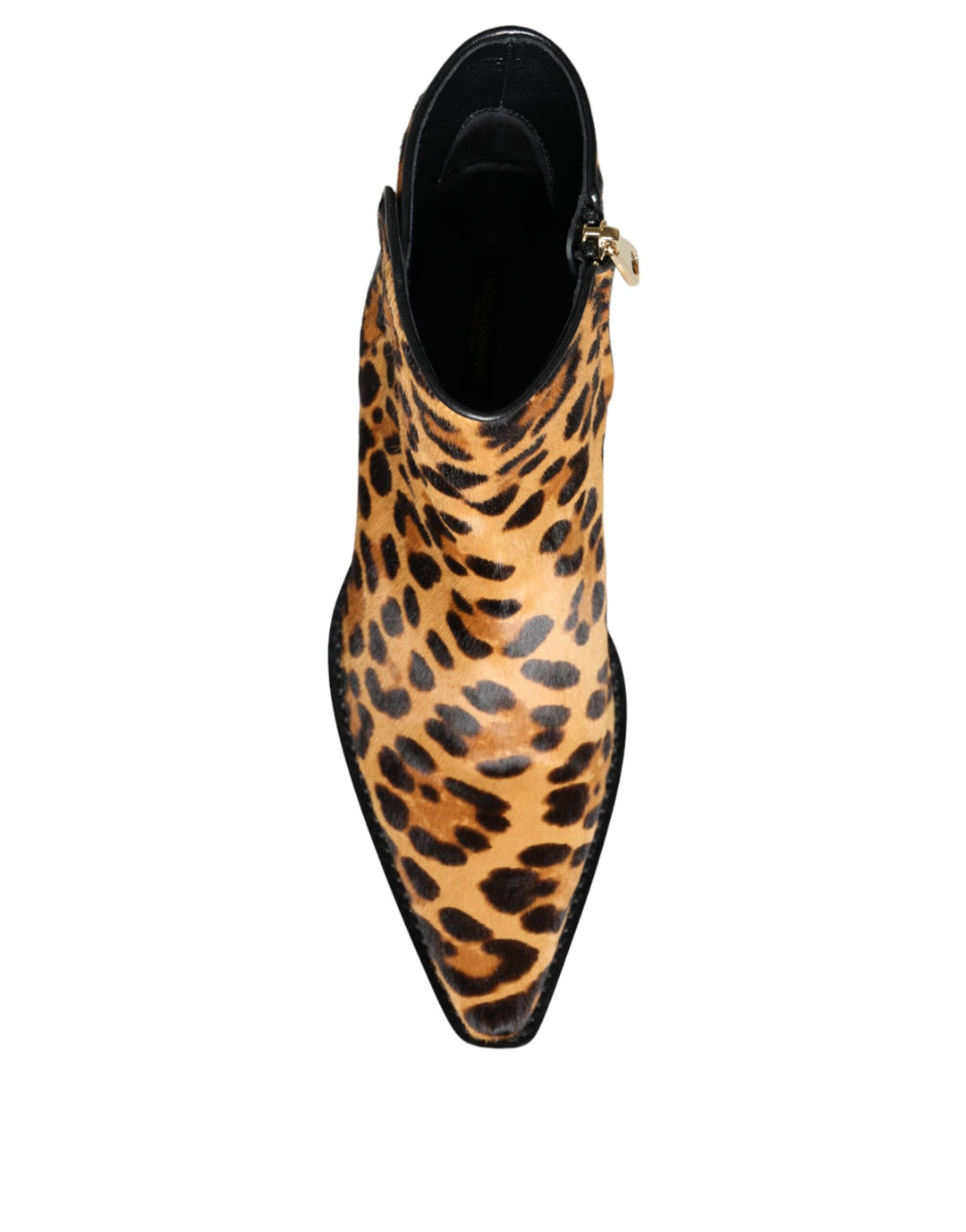 Brown Leopard Calf Fur Ankle Boots Shoes