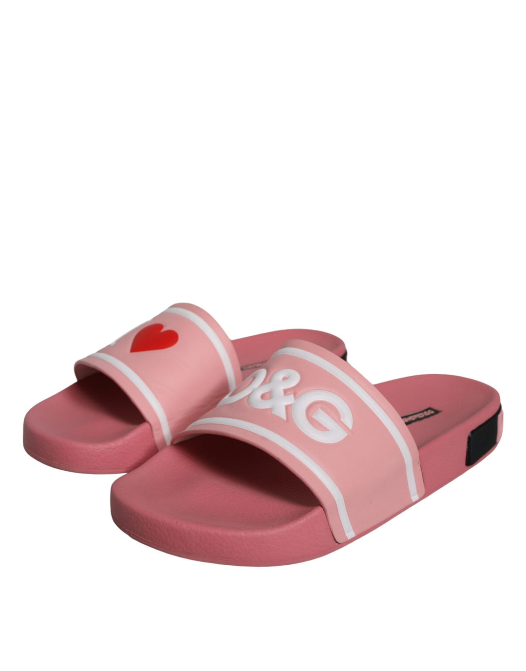 Pink Leather I Love D&G Sandals Slides Shoes