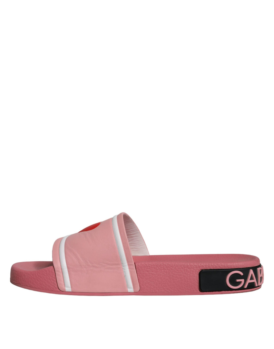 Pink Leather I Love D&G Sandals Slides Shoes