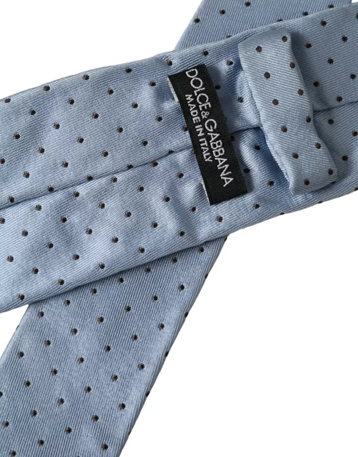 Light Blue Polka Dot Silk Adjustable Men Tie