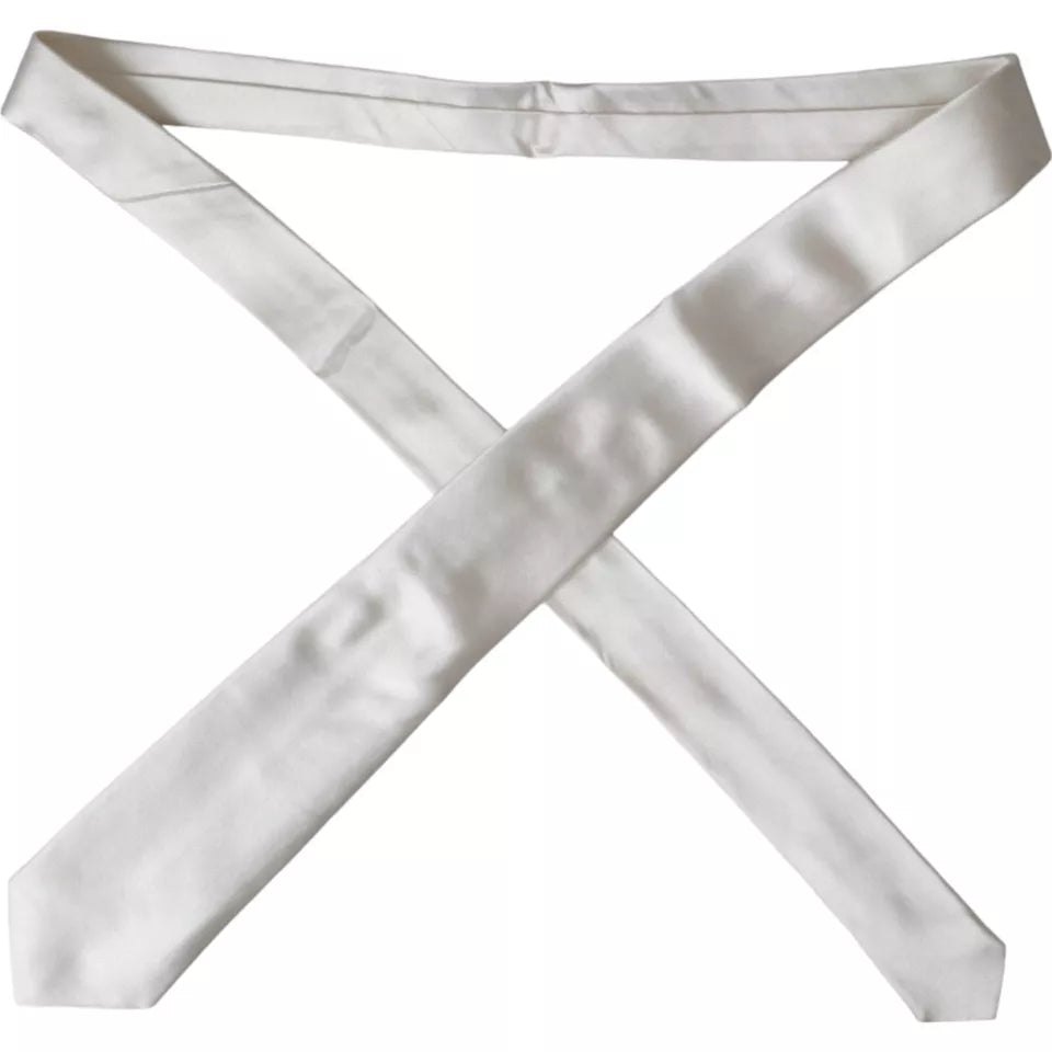 White Satin Silk Adjustable Men Tie