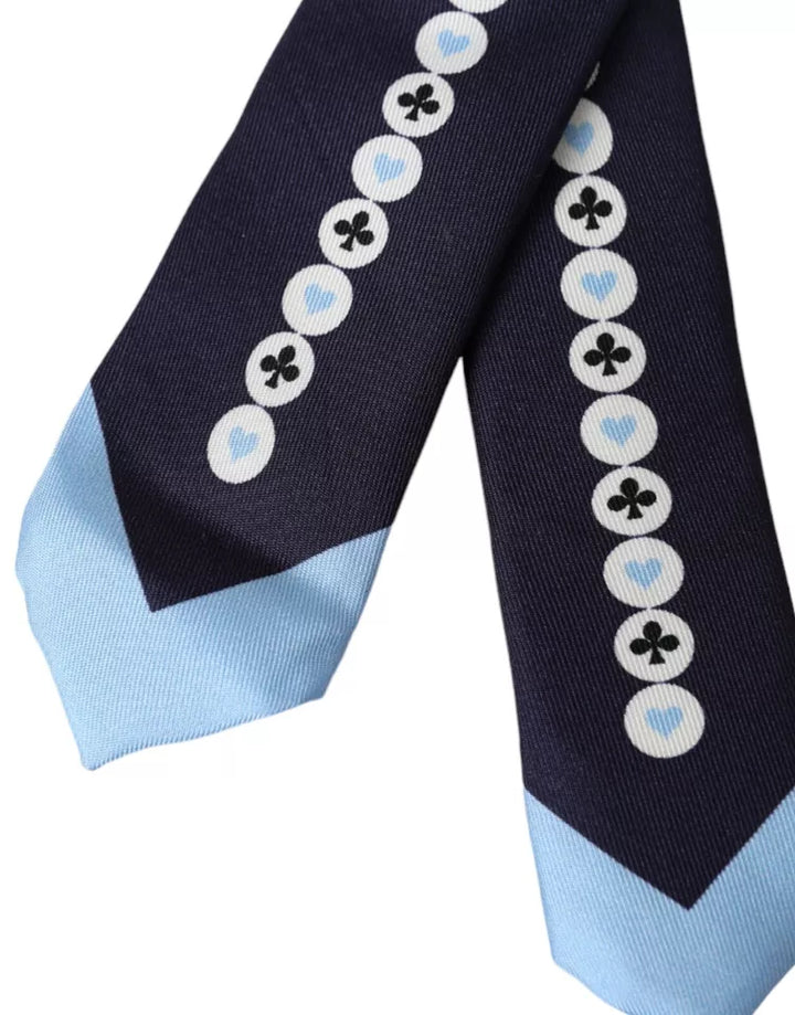 Blue Card Deck Symbols Adjustable Tie