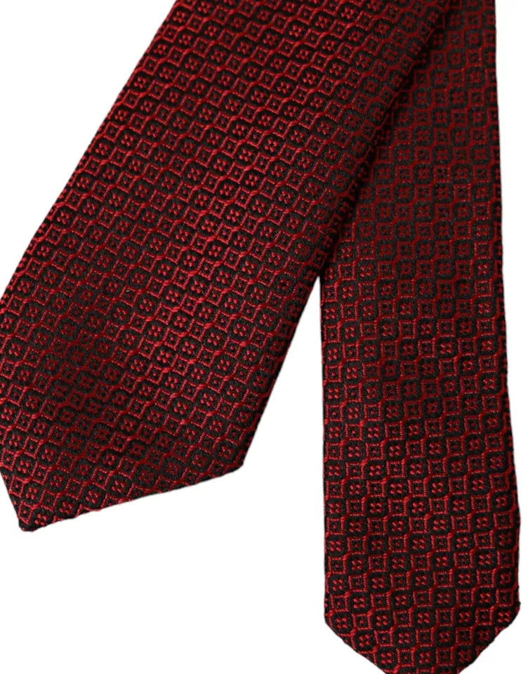 Red Patterned 100% Silk Adjustable Men Tie