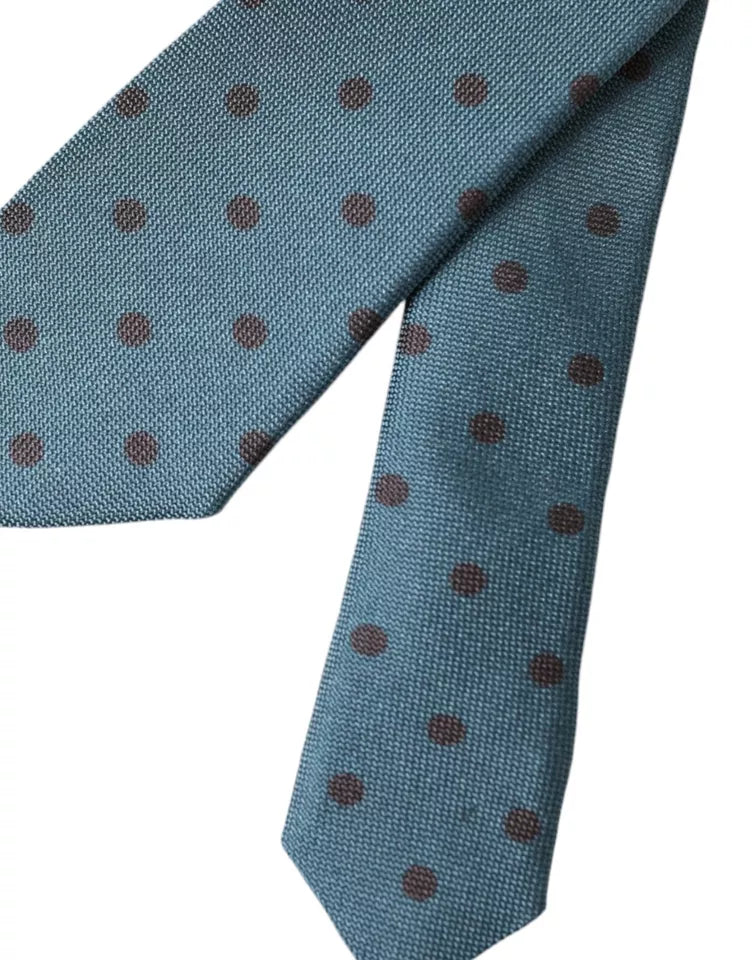 Green Black Polka Dot Silk Adjustable Men Tie