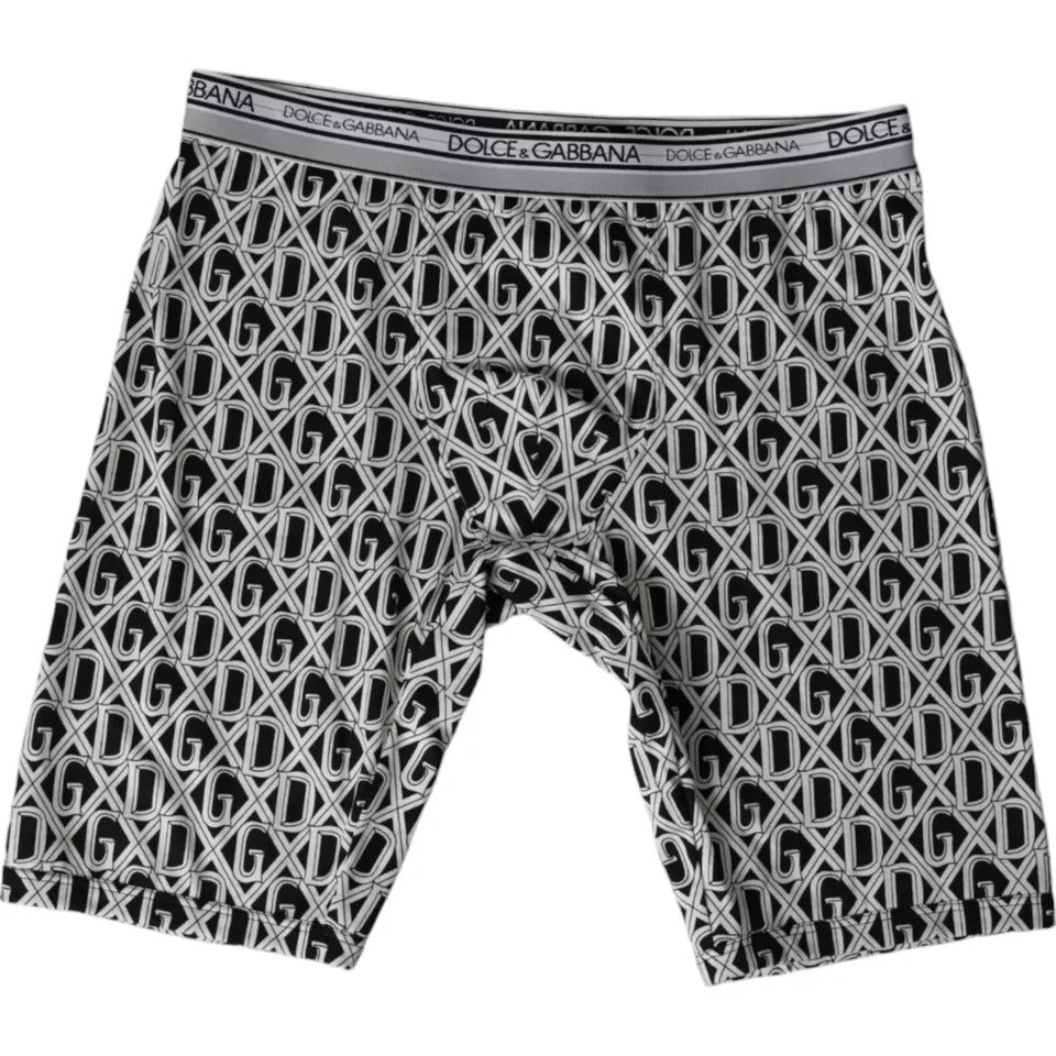 Black White DG Logo Cotton Stretch Cycling Underwear Men