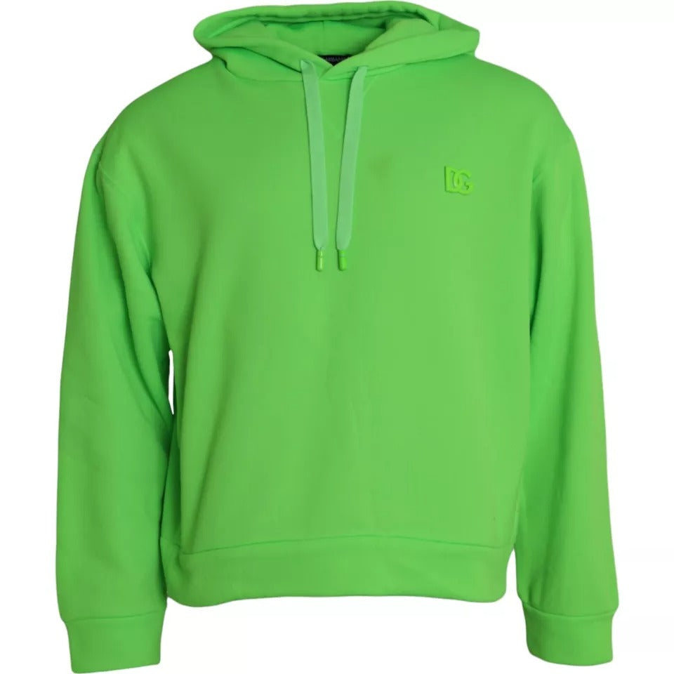 Green Logo Hooded Pullover Sweatshirt Sweater