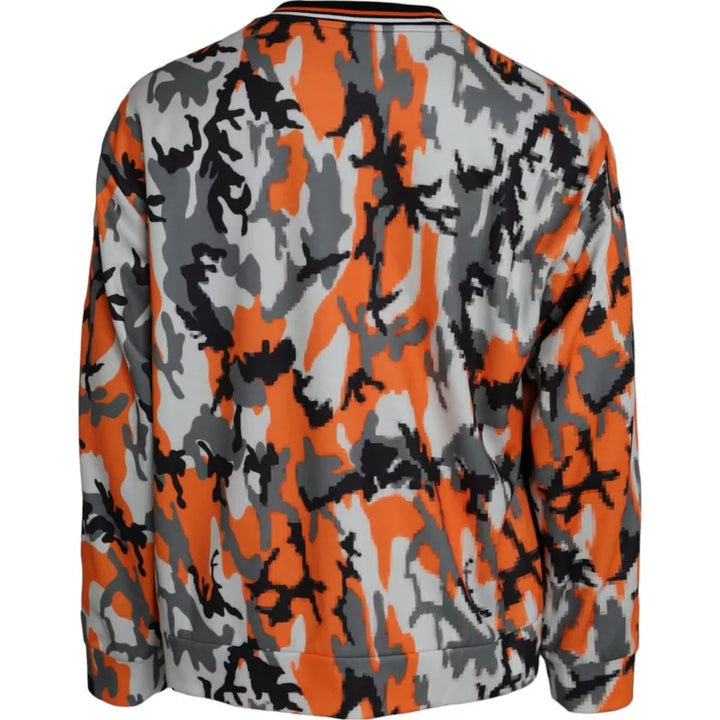 Multicolor Camouflage Crew Neck Pullover Sweater