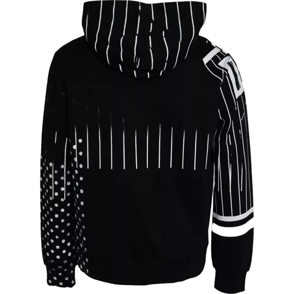 Black White Stripes Logo Hooded Sweater