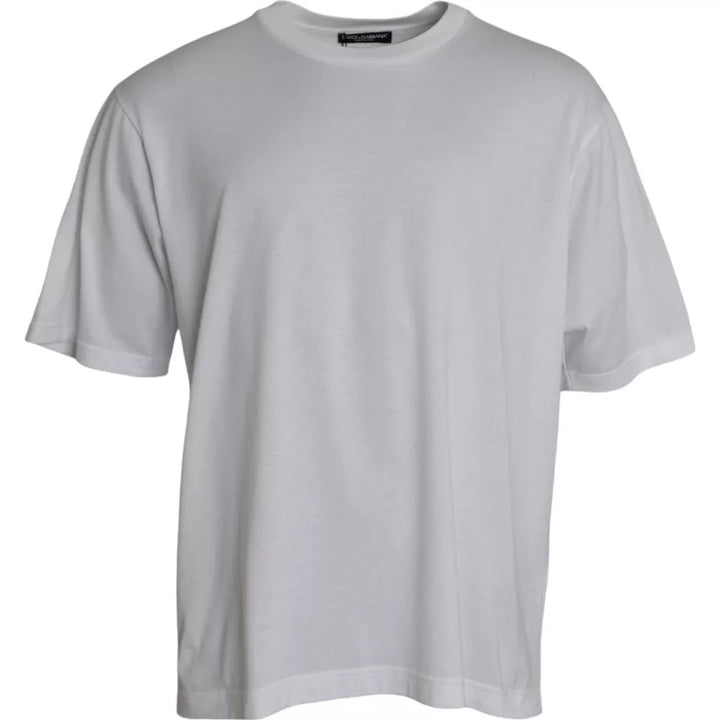 White Cotton Round Neck Short Sleeve T-shirt