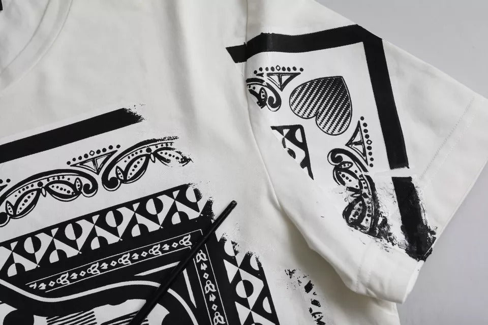 White Bandana Print Cotton Short Sleeves Men T-shirt