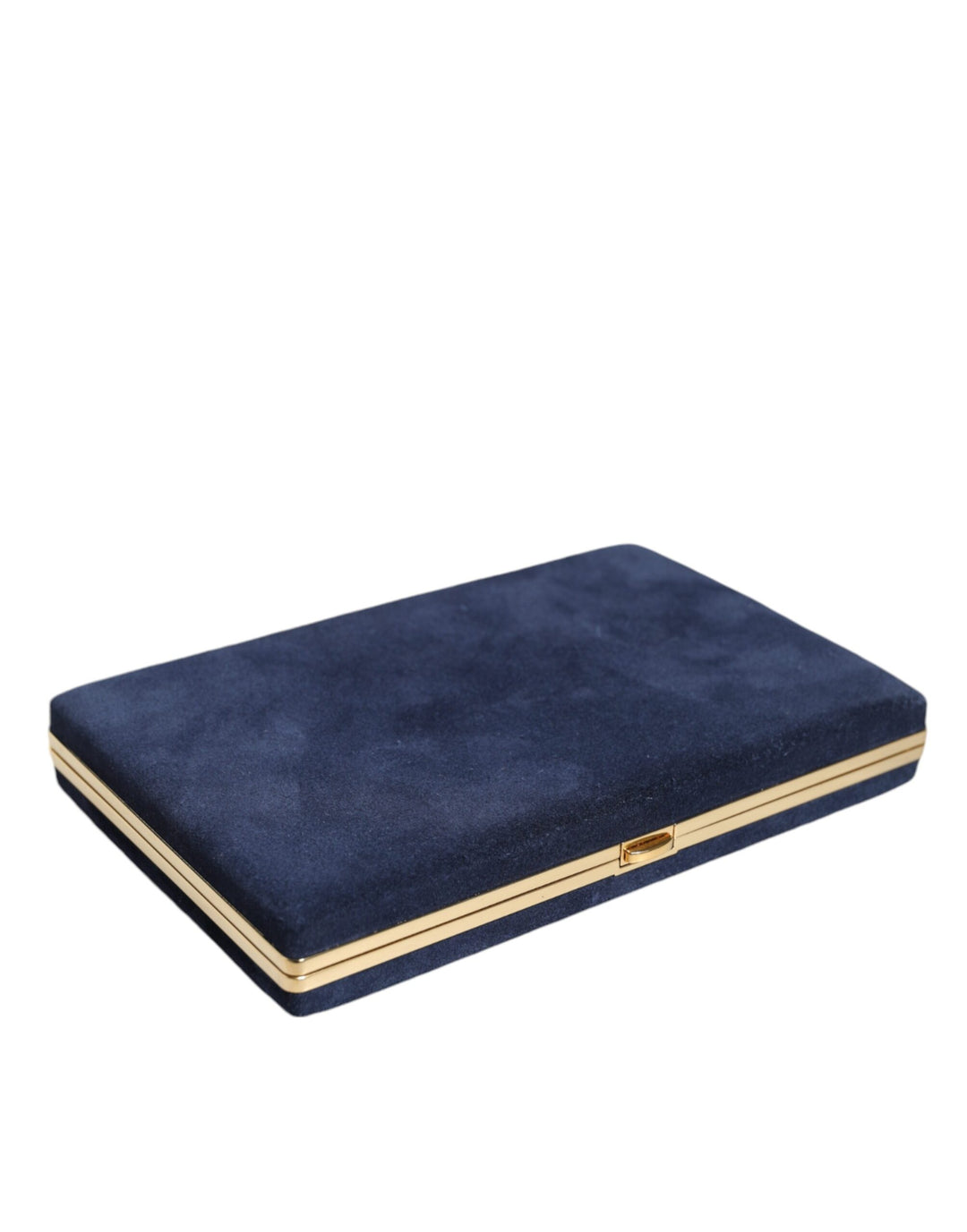 Blue Suede Gold Frame Clutch Evening Party Purse Bag