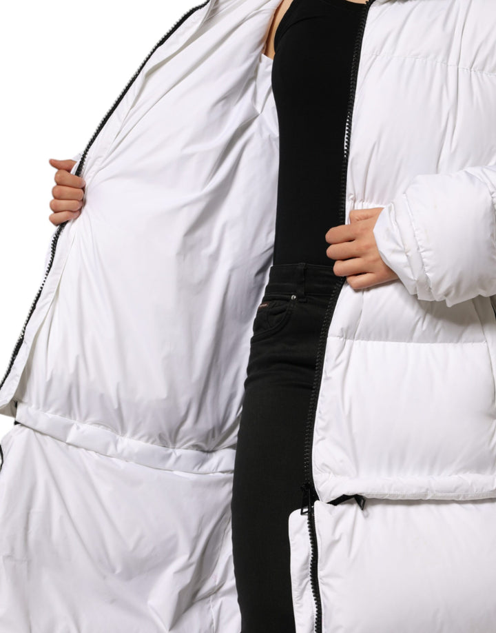 White Puffer Quilted Full Zip Coat Jacket